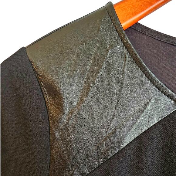 Everly Black Whimsygoth Shift Dress with Faux Leather Shoulder Panels - Picture 4 of 6